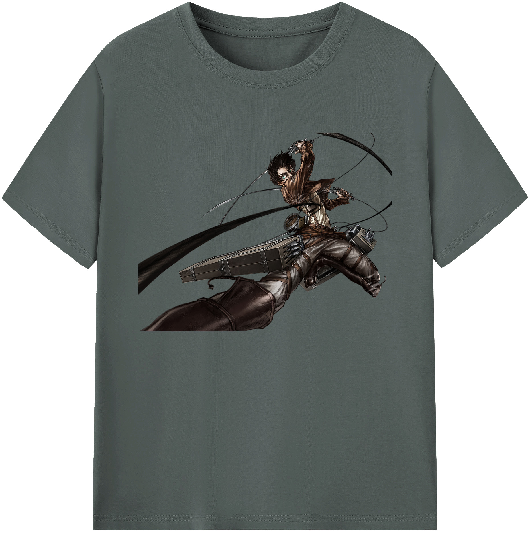 （画像用） 進撃の巨人 エレン･イェーガー Attack on Titan Eren Jäger 綿100％ メンズ半袖Tシャツ｜肌触りやわらか＆通気性